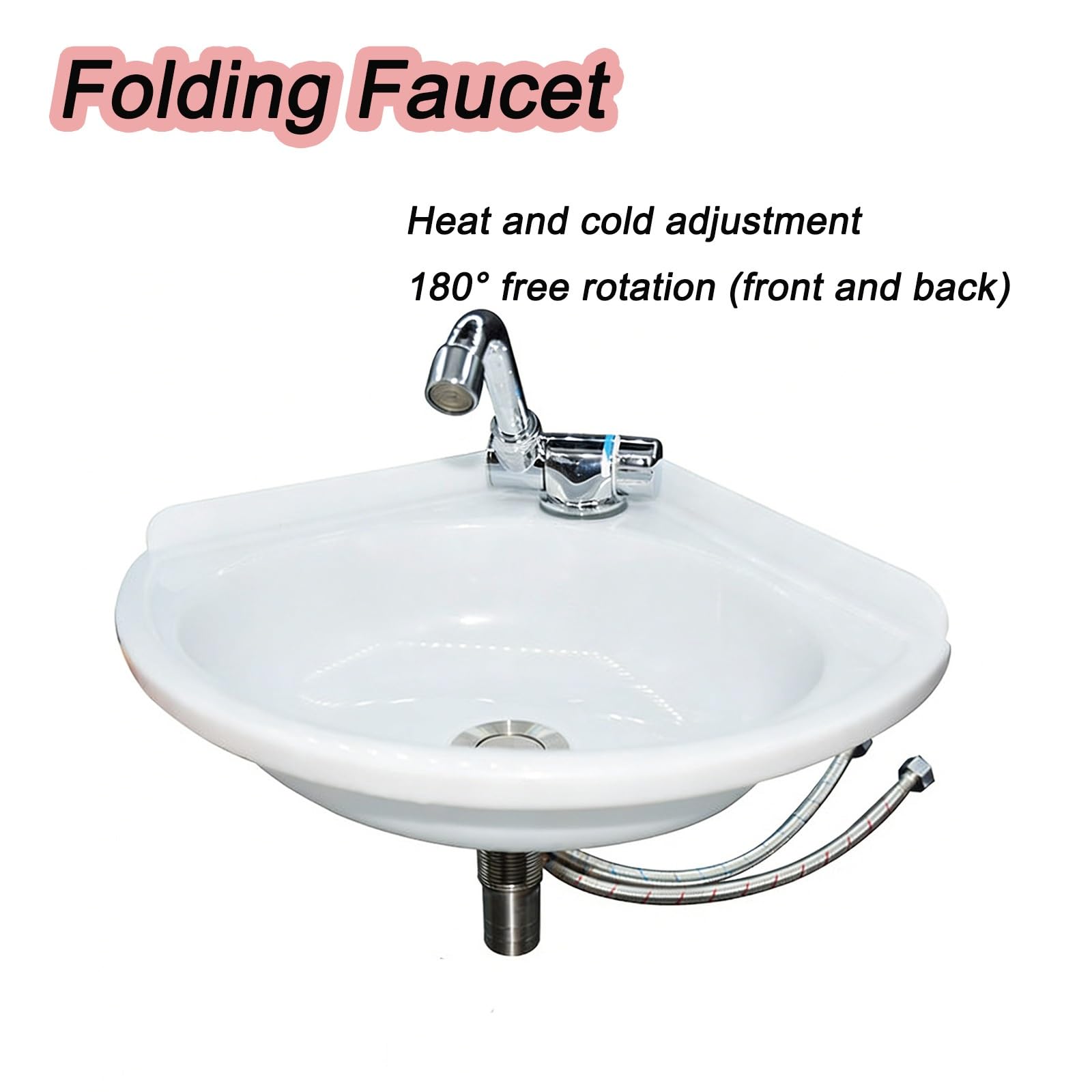 Fregadero Camping, Grifo Camper Plegable, Lavamanos Triangular de Pared para Baño, Material Plástico, Apto para Caravanas
