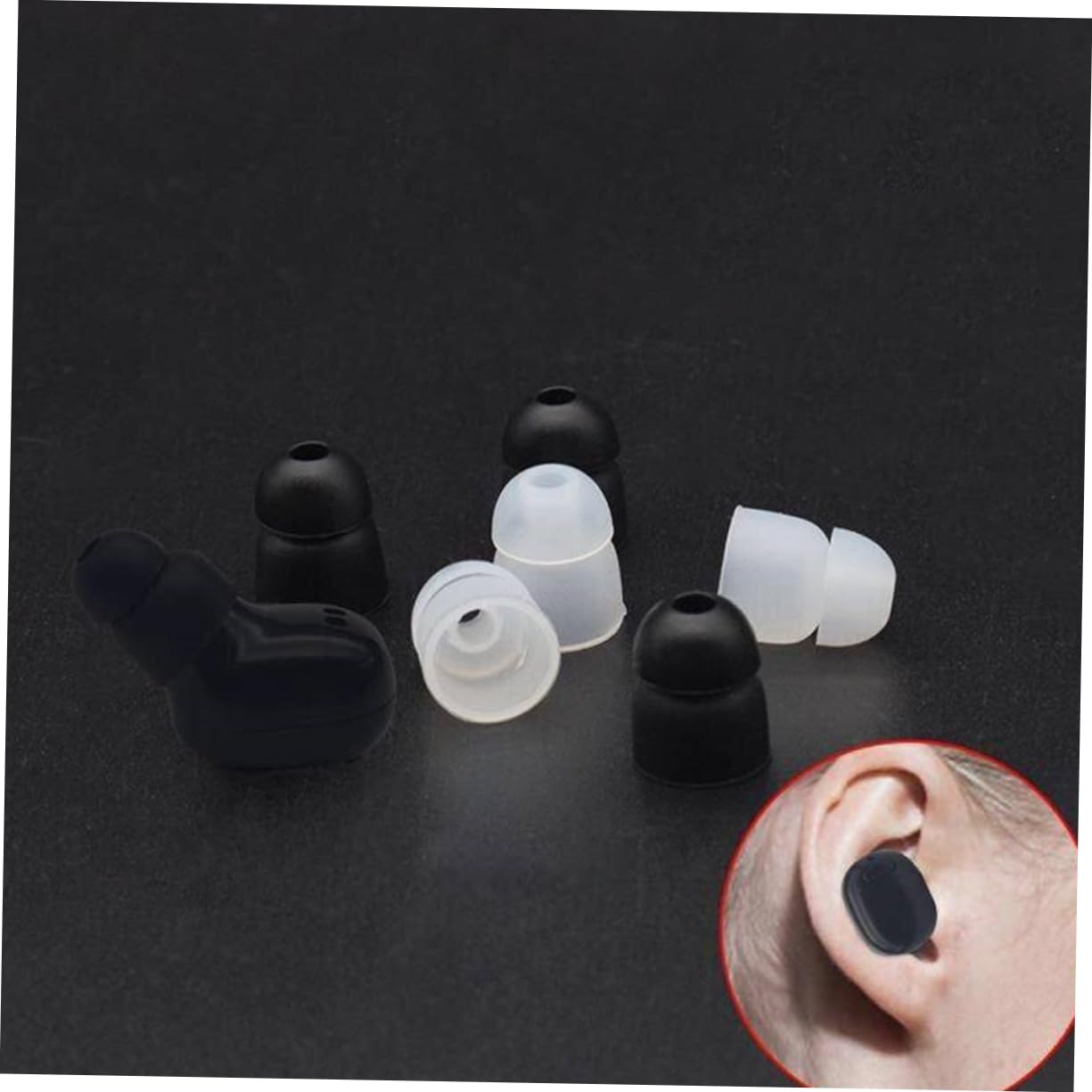 GOOHOCHY Silicone Earphone Caps for Ear Buds 50 Pack Invisible Headphone Case Universal Fit for 9-11mm Earphones Easy to Use Replaceable