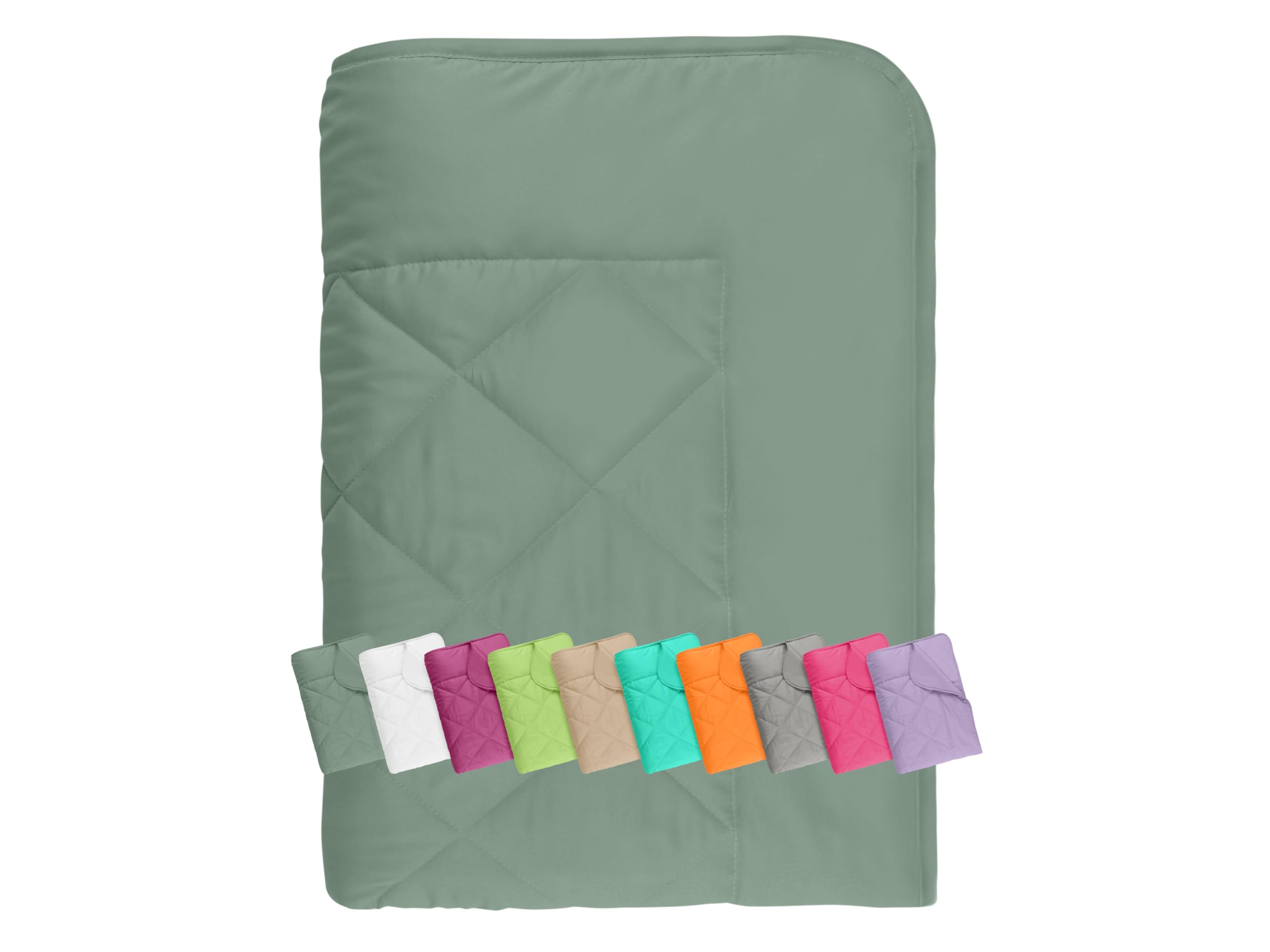 npluseins Summer Blanket 135x200 cm - Thin and Light Duvet for Summer - Sleep Cool - Ideal for Camping Outdoor Garden and Guests - 1180.1542, approx. 135 x 200 cm, Sage