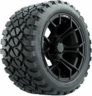 GTW14 Inch Golf Cart Wheels and Tires Combo | Matte Black Spyder Wheels on 23x10-R14 Nomad All Terrain Radial Tires | Set of 4 (Matte Black)