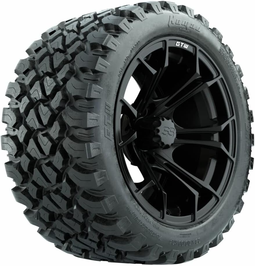 - GTW 14 Inch Golf Cart Wheels and Tires Combo | Matte Black Spyder Wheels on 23x10-R14 Nomad All Terrain Radial Tires | Set of 4 (Matte Black)
