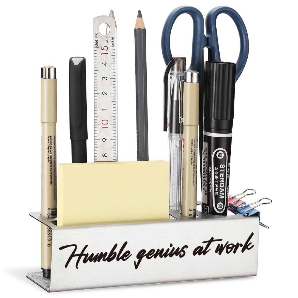 FOUGSTA Boss Gag Gift for Women, Men, Employee Appreciation Gift, Fun Pen Holder, Modern Stainless Steel Pen Holder with Funny Quotes, 15 x 4 x 4 cm,XXG10