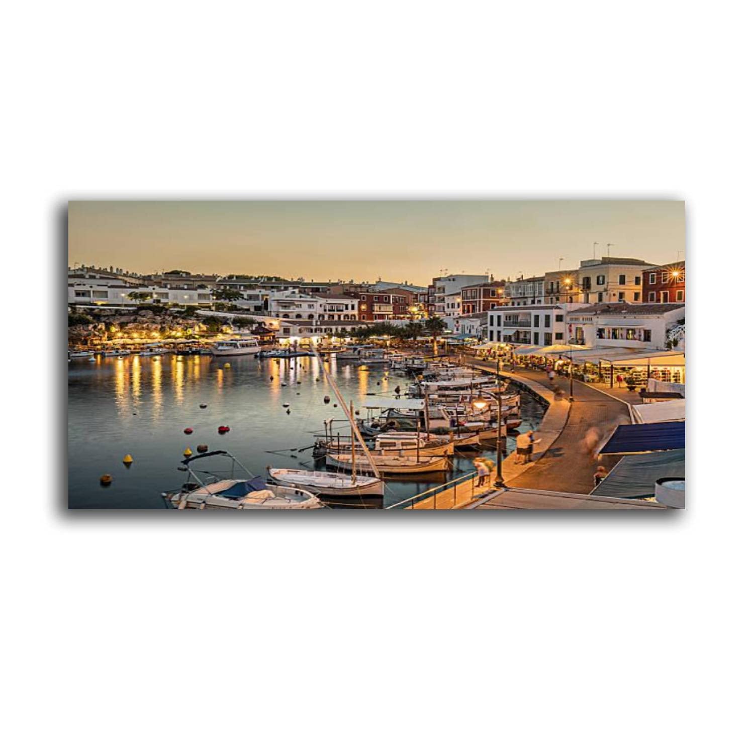 WRHIDBLSWRWFramed Canvas Wall Art Print On Canvas Es Castells town in Menorca Pictures Posters Artwork for Living Room Bedroom Ready to Hang Wall Decor 20X40