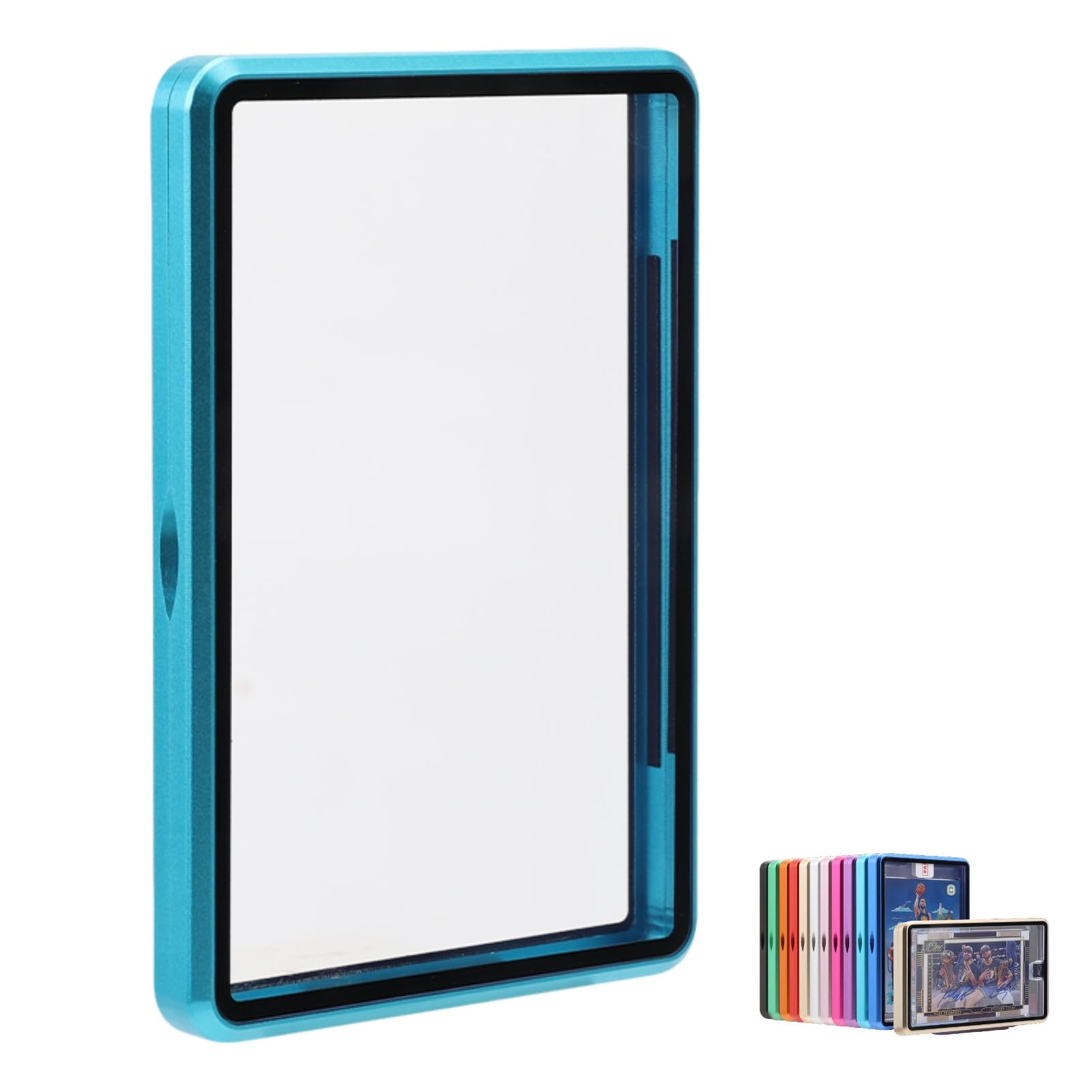 Metal Slab Protector Fits Ungraded Original Sealed Card - UV Resistant- Aluminum Frame Magnetic Closure Bumper Case for Sports & Gaming Cards (Light Blue,35PT~55PT)