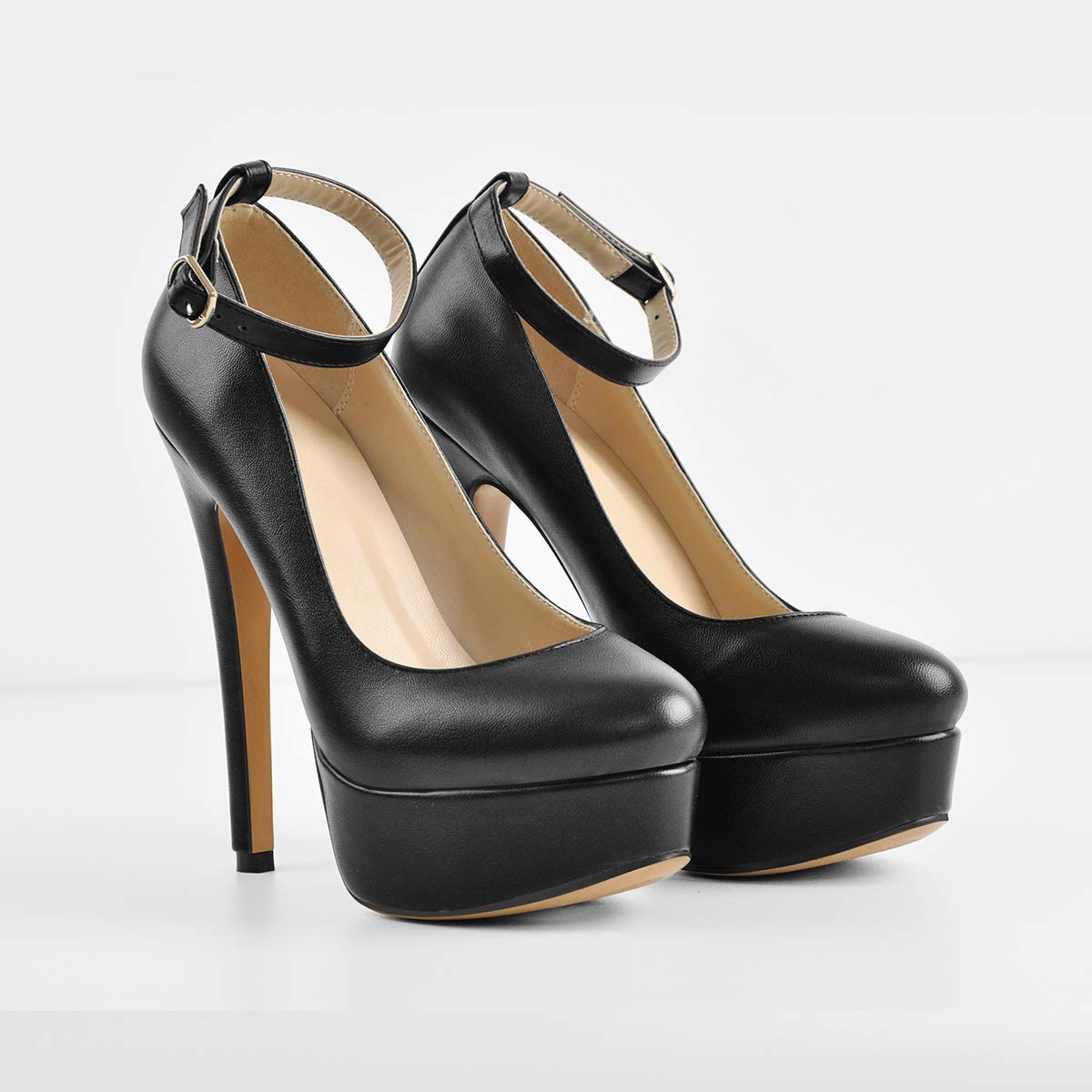 Only maker Damen Plateau High Heels Glitzer Mary Jane Riemchen Pumps Stilettos