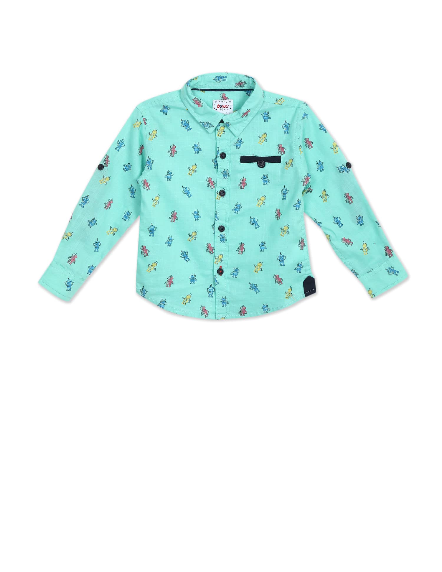 Donuts Baby-Boy's Regular Shirts (ZDOIBSHT20055B1_Blue 12M), Blue, 6-12 Months