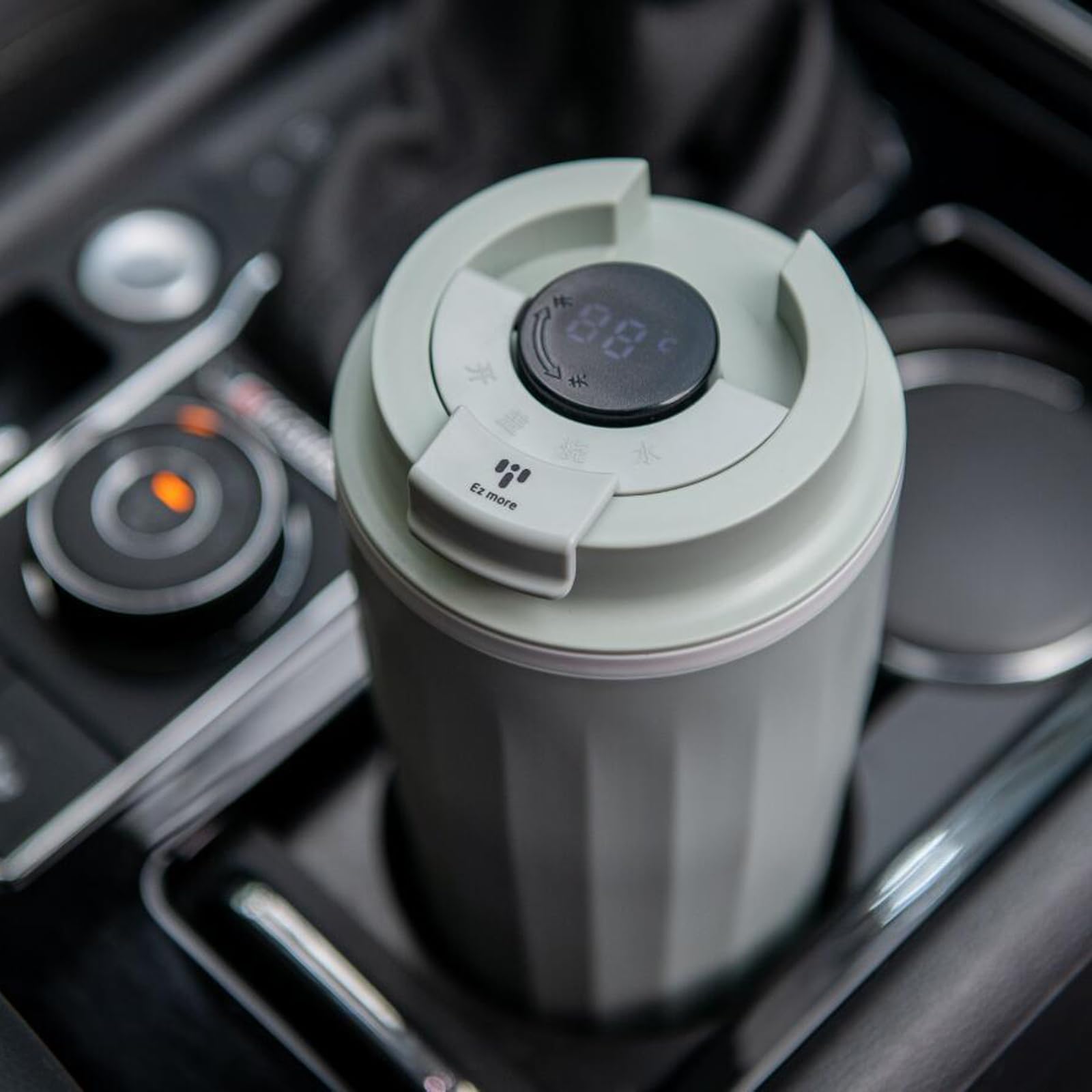 Taza de calentamiento del vehículo con apagado automático, taza de acero inoxidable portátil de 500 ml, taza de calefacción eléctrica para viajes por carretera con pantalla LED y viajes diarios