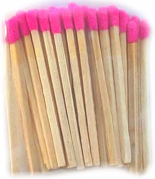 250 Wooden Safety Matches with Choice of Color Heads in a Clear Acrylic Plastic Cube Box with Cover and Striker on Bottom 2.35 x 2.35 x 2.35 Dark Pink