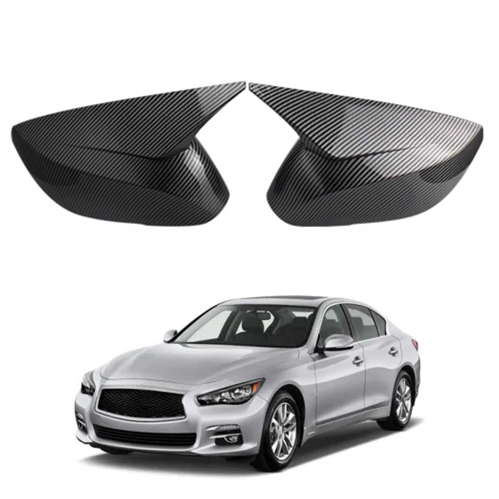 PAPEP Door Mirror Cover Caps for Infiniti Q50 2014-2021 Carbon fiber texture, Left Right Side Wing Rearview Mirror Cover Lid 2 Pieces Exterior Styling Accessory