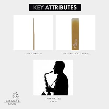Forestone Traditional Synthetic Tenor Saxophone Reed - French Filed Cut with Hybrid Bamboo Material - Robust and Clear Sound Profile - Long-Lasting - Made in Japan Medium