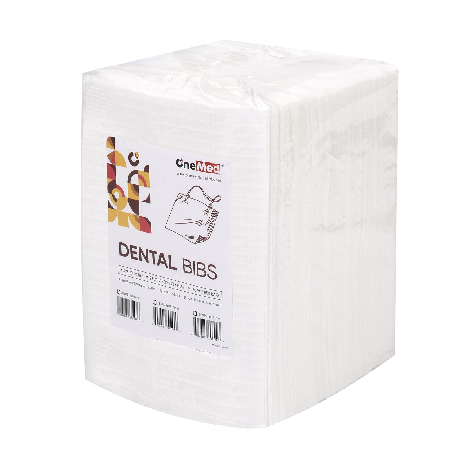 OneMed White Dental Bibs 3 Ply 13"x18" Waterproof Tattoo Bib Sheet for Dentist or Tattoo Studios Nail Salons Medical Tray Cover and Nail Table Cover