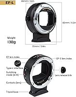 Vista 7 de VILTROX Adaptador de lente EF-L, adaptador de enfoque automático EF a L, anillo de control de convertidor de lente compatible con Canon EF/EF-S