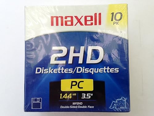 Maxell Paquete de 10 MF2HD preformateados de 3.5 HD de 1.44 MB