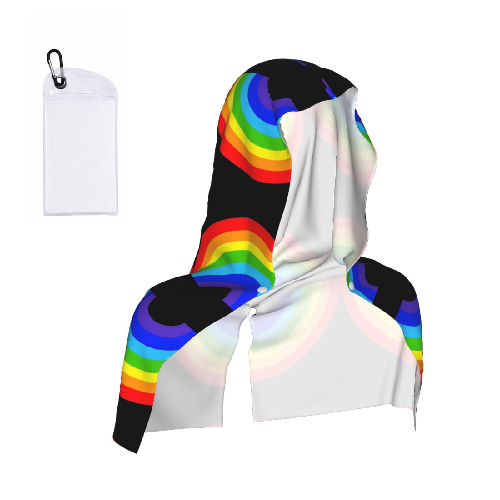 EZDLOWVBA Rainbow Print 2 Pack Cooling Hoodie Towels,Sports Headscarf, Neck Wrap Scarf,Breathable Cooling Towel For Neck And Face, Travel, Swimming, Training