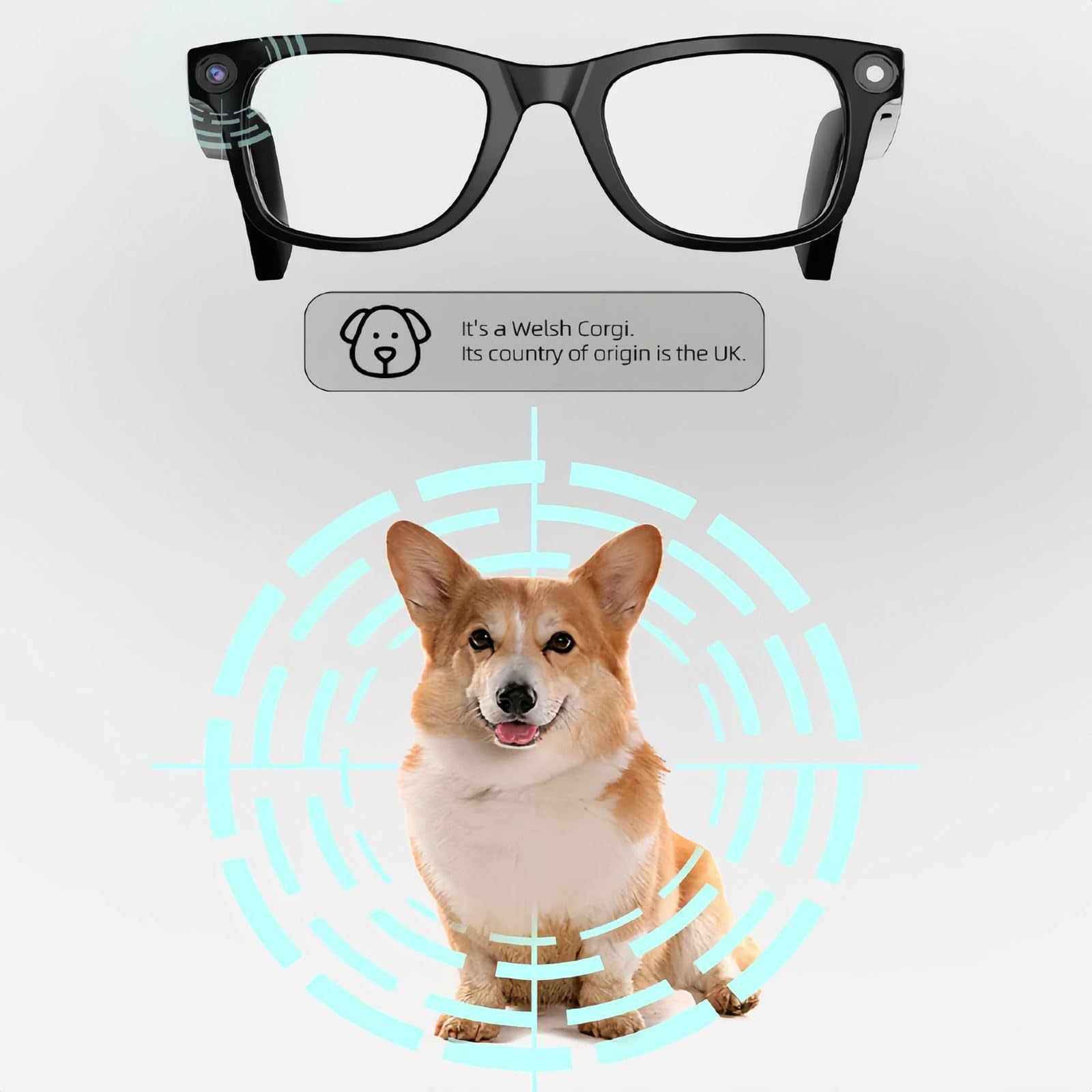 Generico Occhiali intelligenti con fotocamera, occhiali con fotocamera 4k per uomo/donna, occhiali intelligenti AI con registrazione audio e video e traduttore di lingue