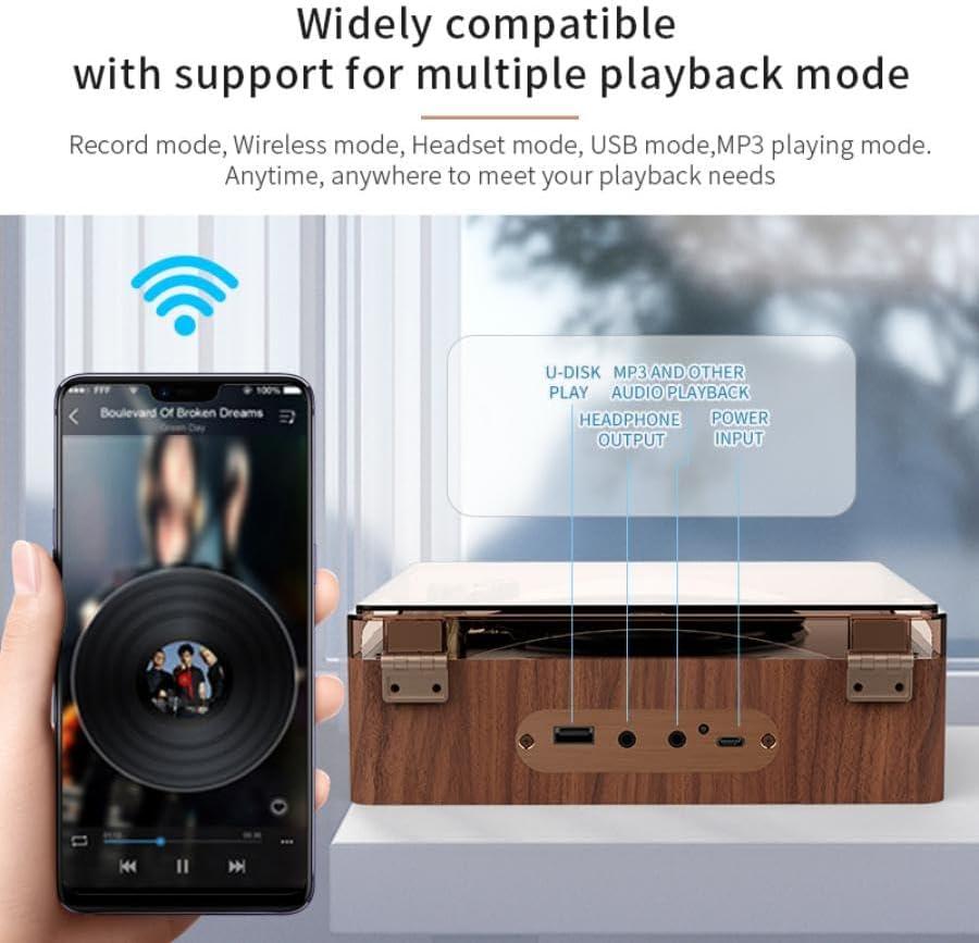 Miniatura 5 de Reproductor de CD portátil de 2500 mAh, reproductor retro Bluetooth de CD con altavoces duales para el hogarautomóvil, reproductor recargable de