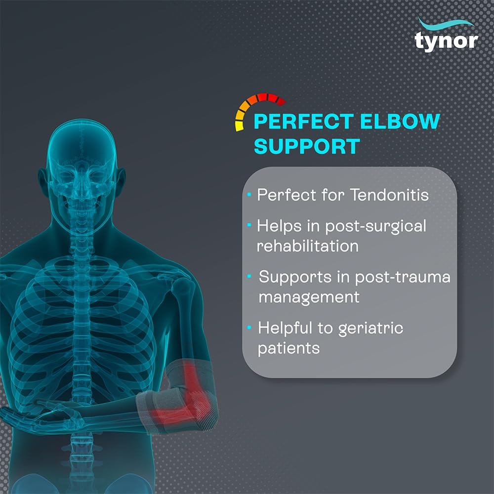 TYNOR Elbow Support, Grey, Medium, 1 Unit