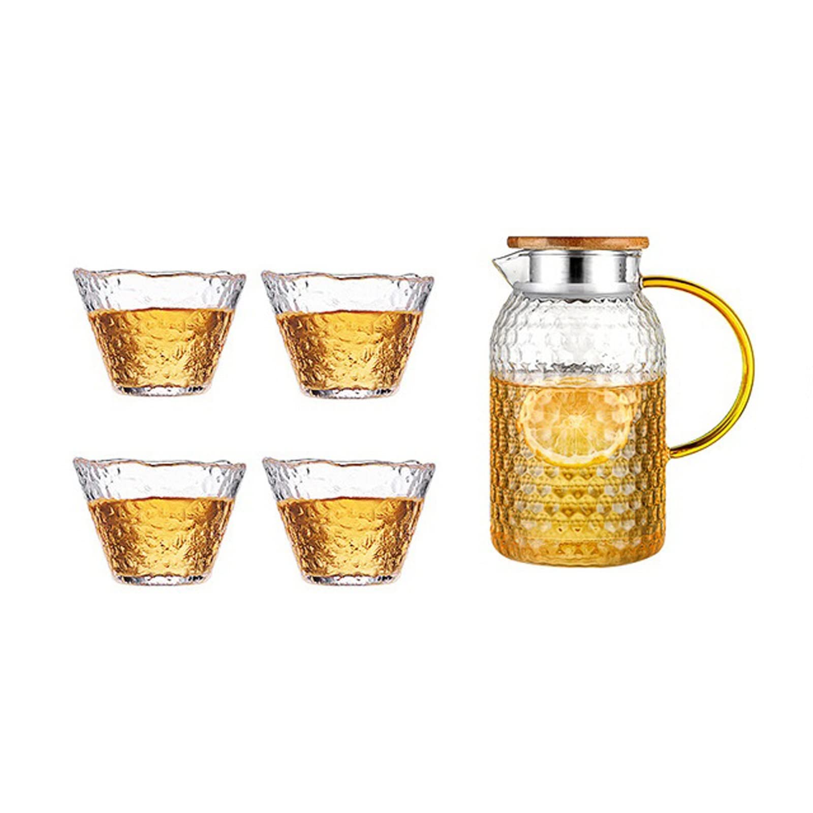 Jarra de Agua Jarra de agua con taza de vidrio Pote de agua 1500ml Agua resistente al calor Jarra de agua y juego de vidrio Hervidor cuadrado Hervir for té a casa Teteras de té Helado ( Color : B )