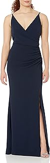 Women's Jordan Plunging Drape Front Sleeveless Long Gown with Slit - Buy now