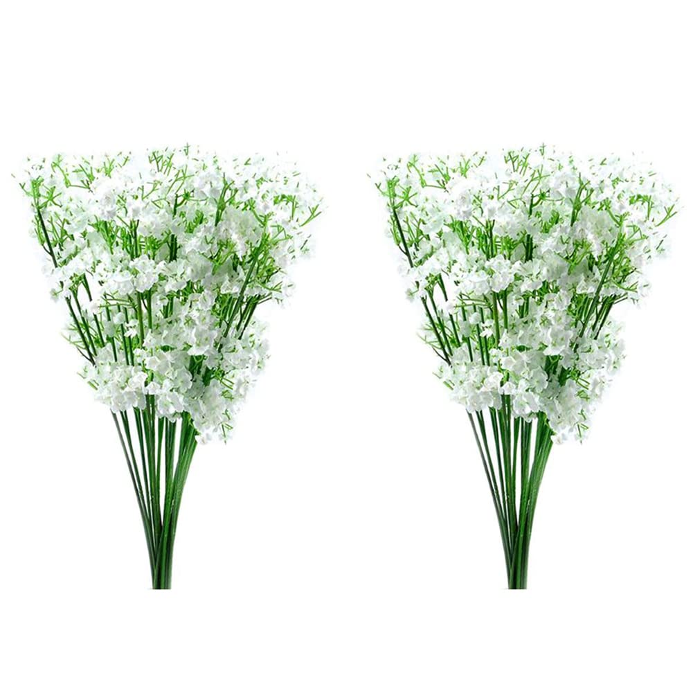 Hndhbfgrt 24 Stems Artificial White Gypsophila Silk Flower Bunch Baby's Breath