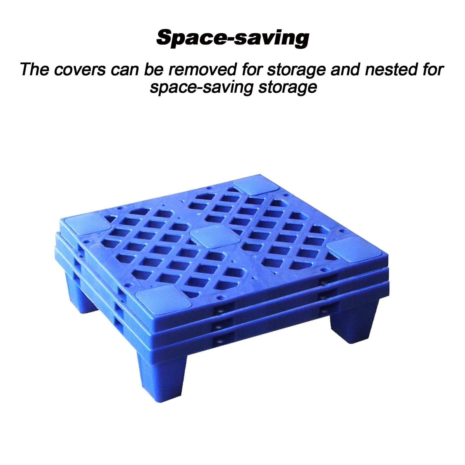 Pallet in plastica HDPE, traspirante, resistente alle intemperie, capacità di carico statica, impilabile, per magazzini e cantine, 40 x 40 x 15 cm, blu
