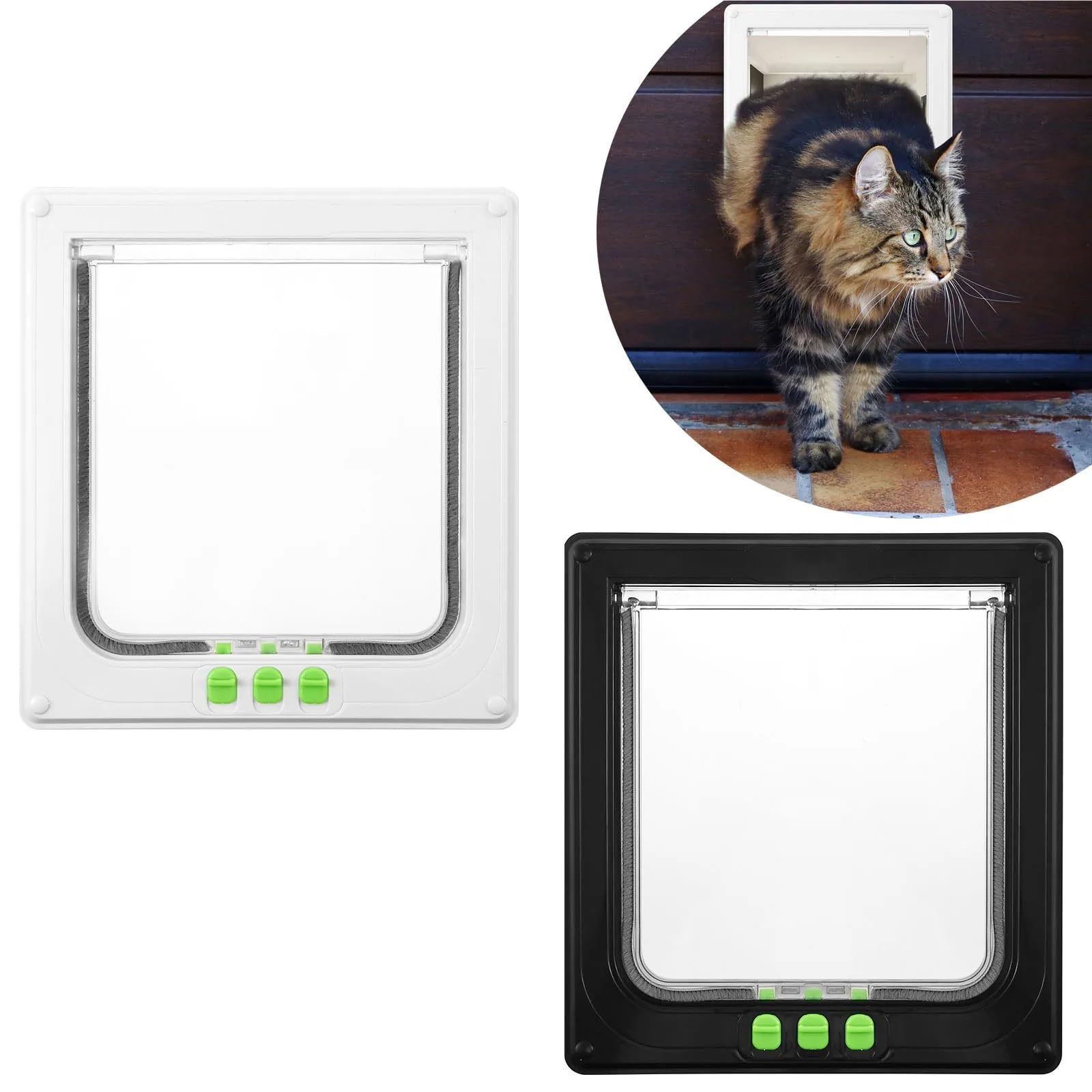 Chatiere pour Chat Porte intérieure résistante aux intempéries for Animaux de Compagnie, avec Serrure à 4 Voies, Facile Installer, for Armoire, Garage, buanderie, Placard pour Porte(White)