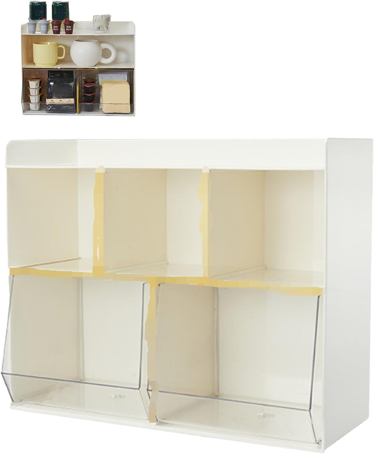 Tea Bag Storage Rack with Multi Tier Design Integrated Plastic Organizer for Kitchen Office Dorm