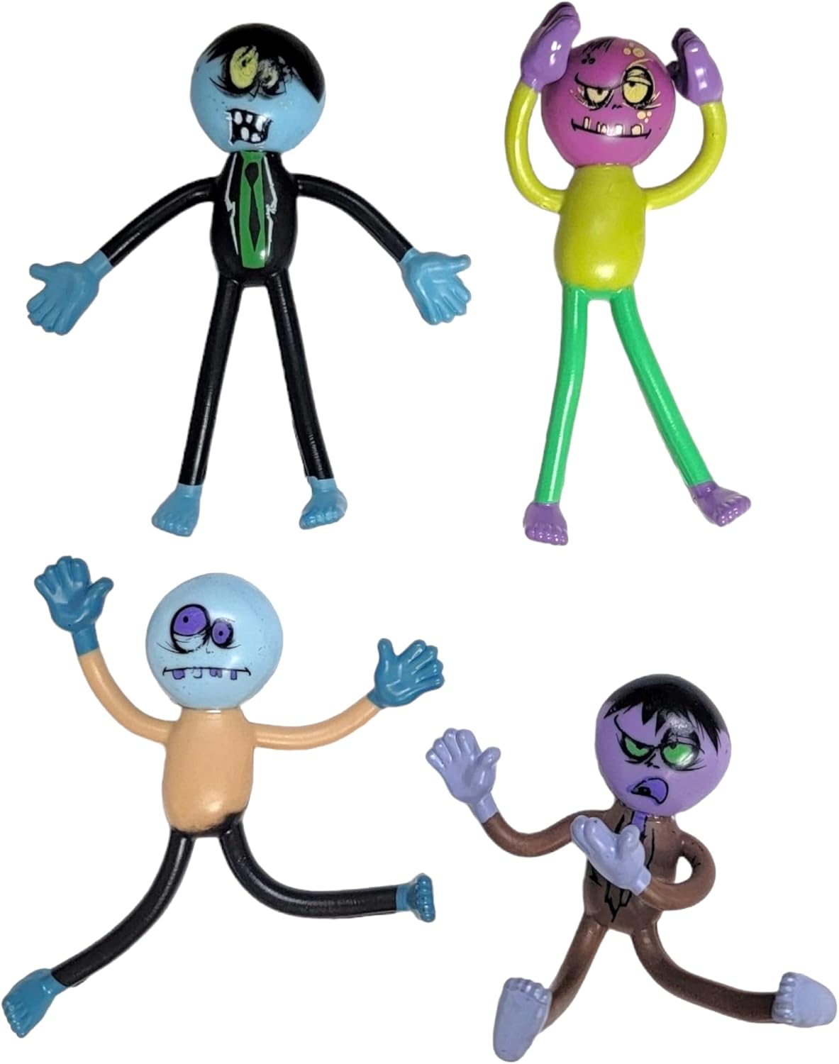 Zugar Land Bendable Colorful Zombi 3.75" Figure Toys (12 Pack) Flexible Rubber Figures Sensory Stress Relief Fidget Toys. Great Party Favor (Zombi)