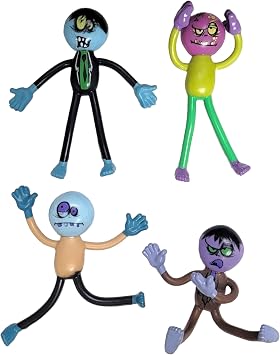 Zugar Land Assorted Halloween Bendable Rubber Zombies 3.75" Monster Action Figures Bendable Limbs Sensory Stress Relief Fidget Toys. Great Party Favor Trick or Treat Supplies 6 Zombies