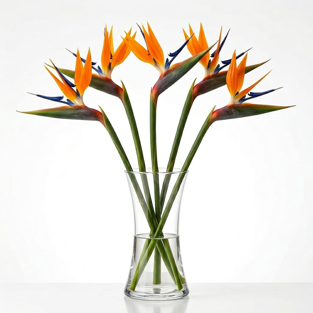 American Florals 5 Tropical Birds of Paradise - Fresh Cut Flowers with USA Wrapped - Floral Gifts for Birthday, Thank You, Mother's Day & Home Garden, Wedding Party Decoration & DIY (Orange and Blue)
