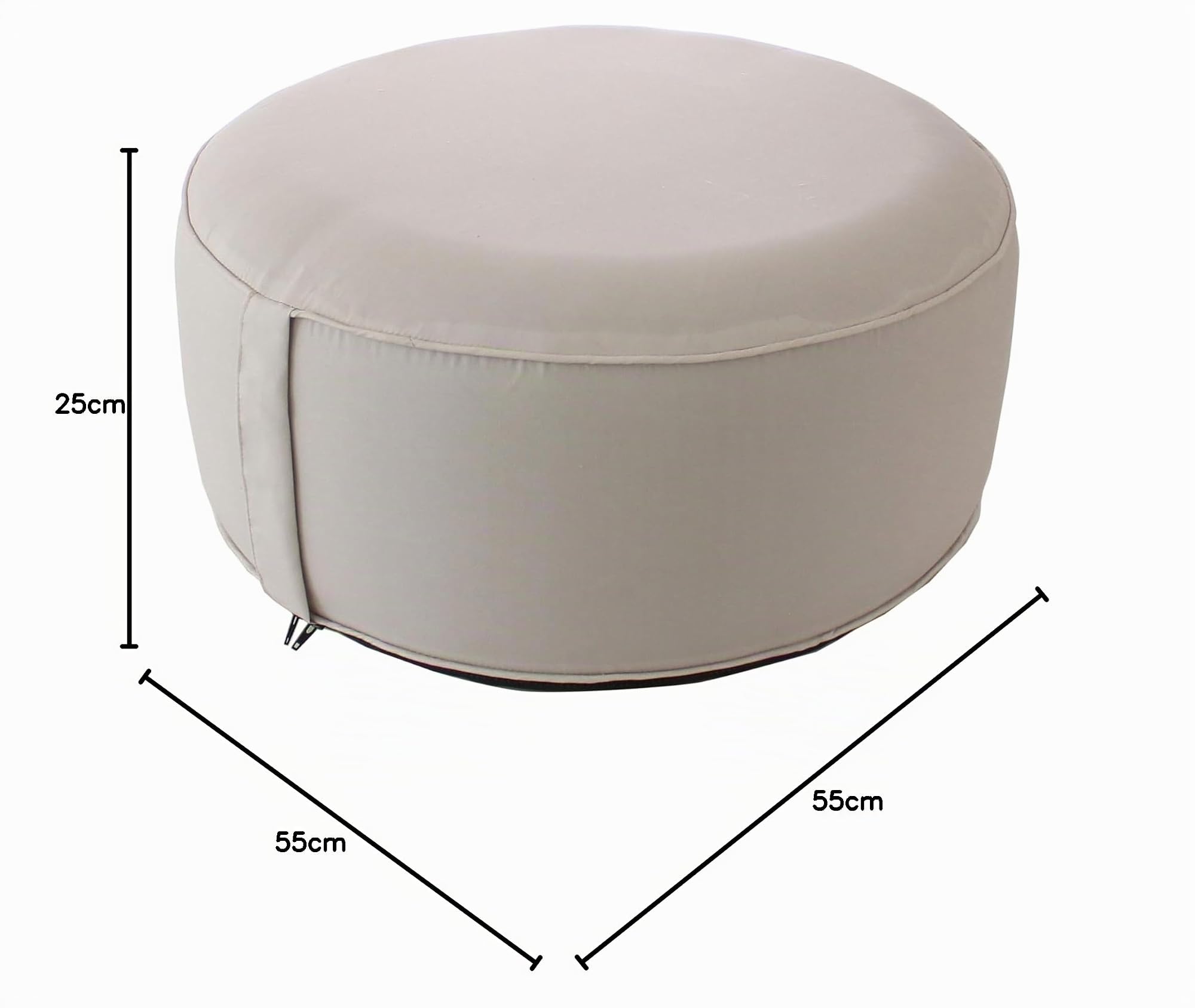 ED Enjoy Home - Puf de Exterior Redondo Hinchable, Beige Natural, 55 x 55 cm, con Funda colección jardín Costa