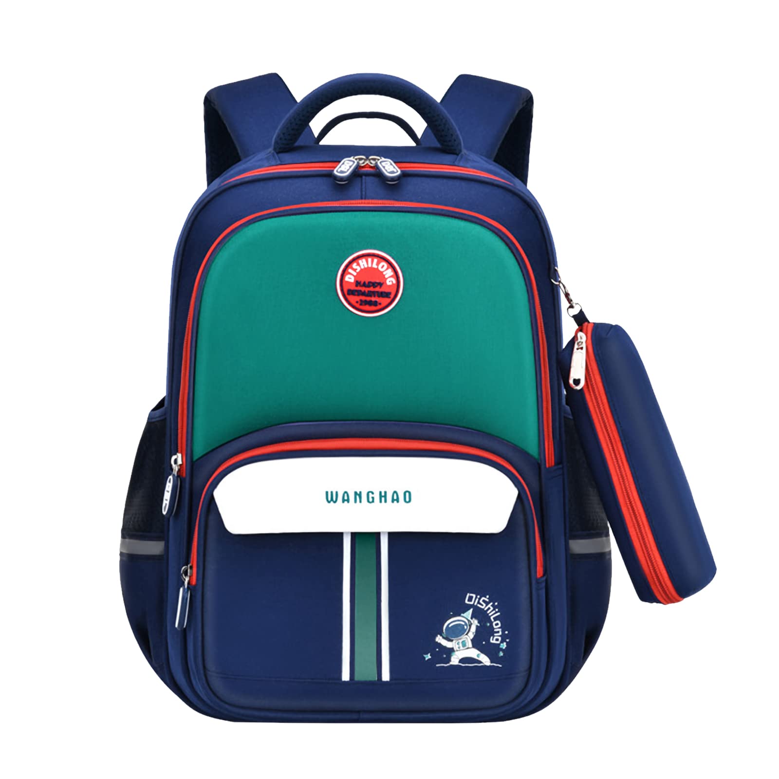 Balakaka Bolsa de la Escuela Primaria Duradera Estudiante Mochila Mochilas Escolares Impermeable Mochilas Infantil Uso Diario Estudiantes Mochila Azul oscuro con verde