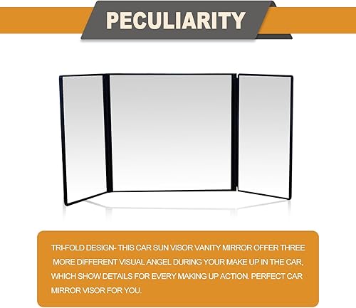 Miniatura 4 de Espejo cosmético para visera de automóvil, espejo cosmético de maquillaje, espejo plegable para automóvil, 12 pulgadas, universal para automóvil,