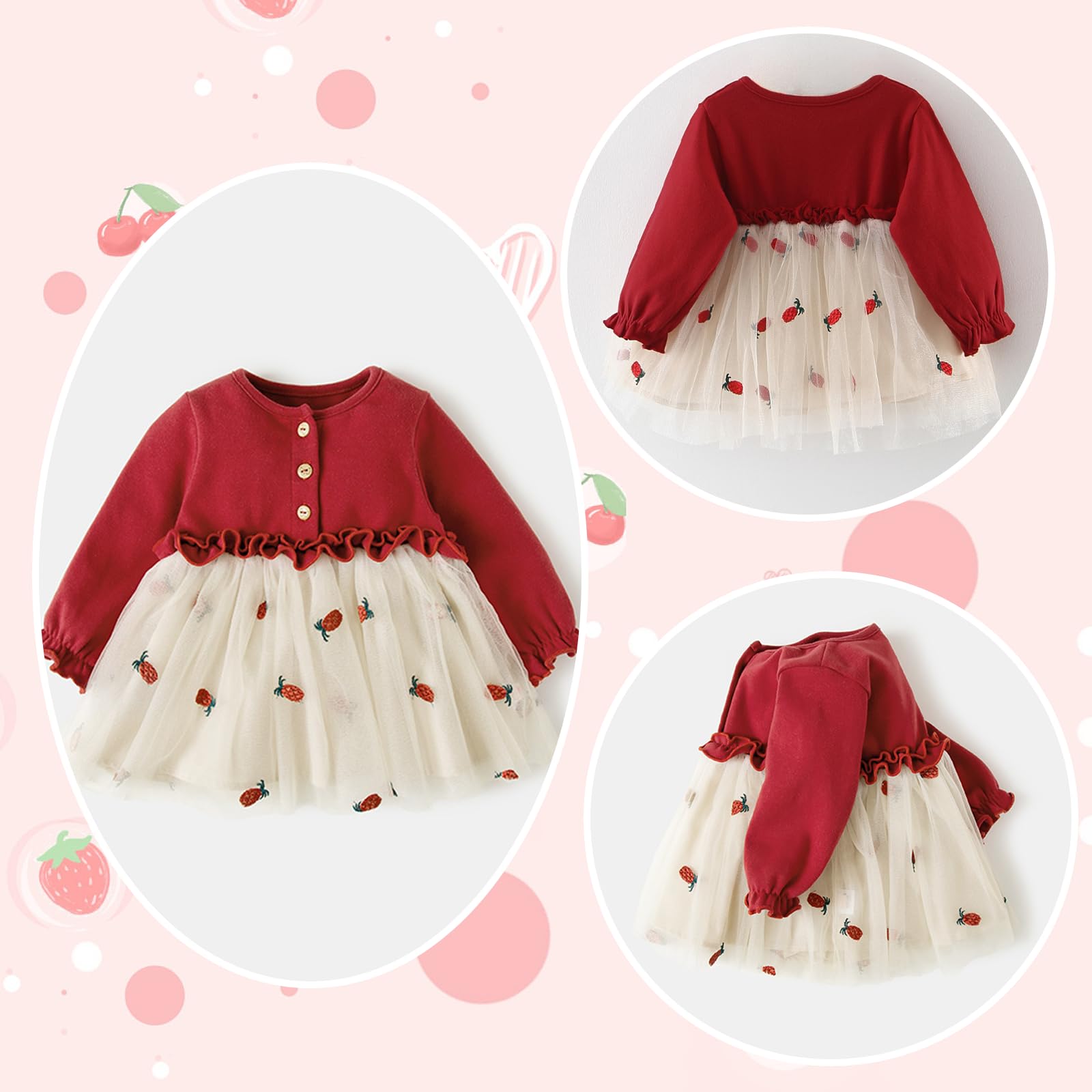 Fairy Baby One-Piece Tutu Dress with Tulle Skirt and Long Sleeves Princess- 195 - Picture 2 of 6