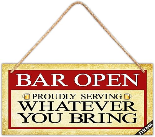 Letrero divertido de bar abierto para el hogar, para hombre, cueva, café, decoración de pared pequeña vintage para hombres