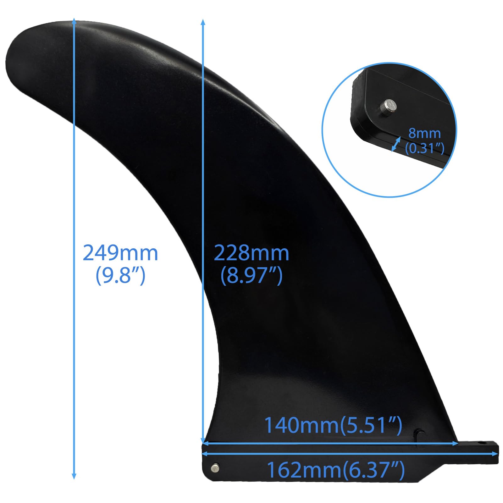 9 cali Universal Fit longboard & SUP Single Fin – Center Fin do deski surfingowej (nylon wzmocniony włóknem szklanym, bez narzędzi) – dla początkujących i profesjonalnych surferów (2 sztuki)