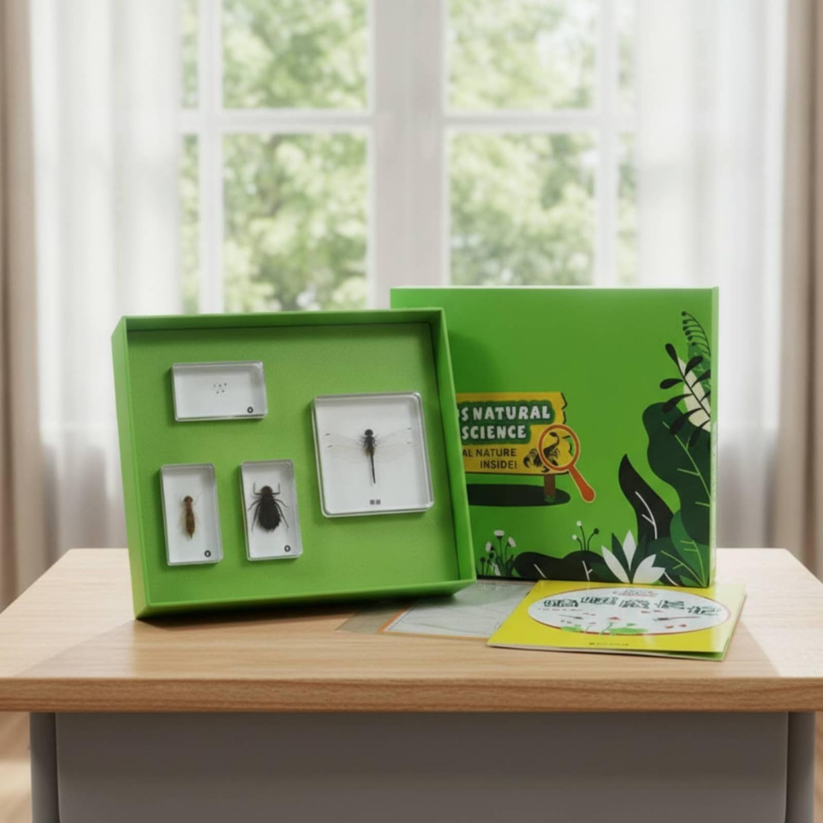 harayaa Especimen Educativo Infantil Kit Científico Set Colección Resina con Fichas Aprendizaje y Hojas Caja con Bandeja Verde, Historia De Crecimiento Del Pequeño Cangrejo