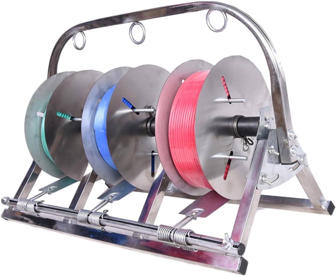 Folding Cable Pay-off Stand with 3/4 Reels - Durable Wire Spool Holder for Construction Sites & Home Installations, Efficient Multi-Wire Organizer Solution