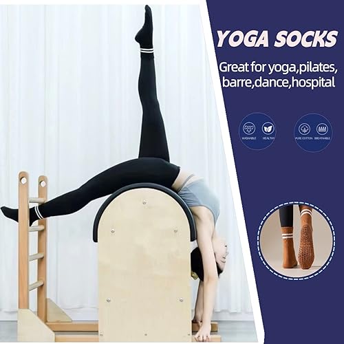 Miniatura 4 de Calcetines de yoga antideslizantes para mujer con agarre para pilates, calcetines de hospital para mujer Barre Grippy