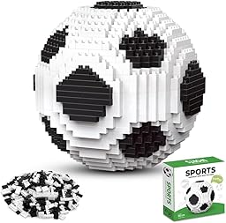 Fussball Bausteine Set 735 Teile, 3D Miniatur Fußball Bildungsspielzeug, Micro Fussball Bausteine Dekoration, Kreatives Konstruktionsspielzeug Geschenk für Erwachsene und Kinder 96x96mm (Weiß)