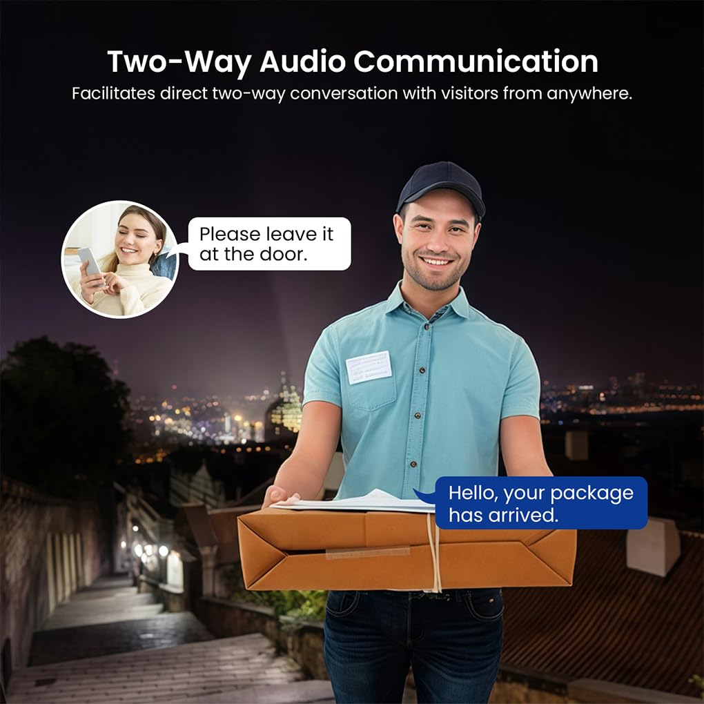 Videocitofono Ring WiFi con doppia fotocamera 720P, esperienza | avvisi di rilevamento del movimento abilitati. Videocitofono intelligente con telecamera WiFi.