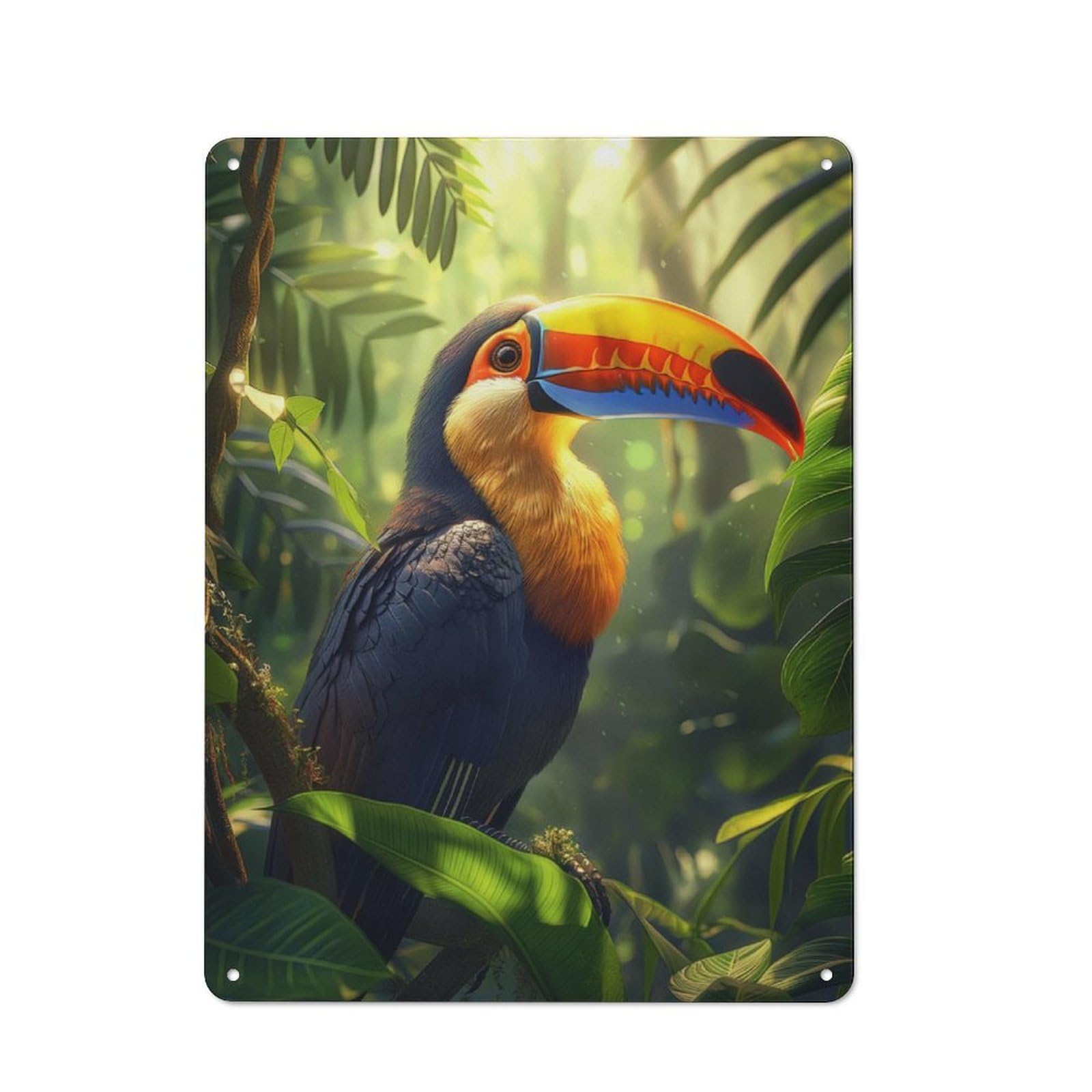 Junmoney Toucan In Rainforest Metal Wall Sign 40X30cm Featuring For Bar Or Restaurant, For Bar Decor Enthusiasts