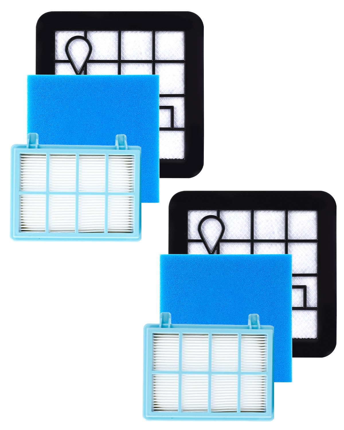 Lot De 3 Filtres Pour Aspirateur Philips FC8010/01 FC9351 - Matériau PP, Lavables - Pour Poussière, Cheveux, Allergènes - 8