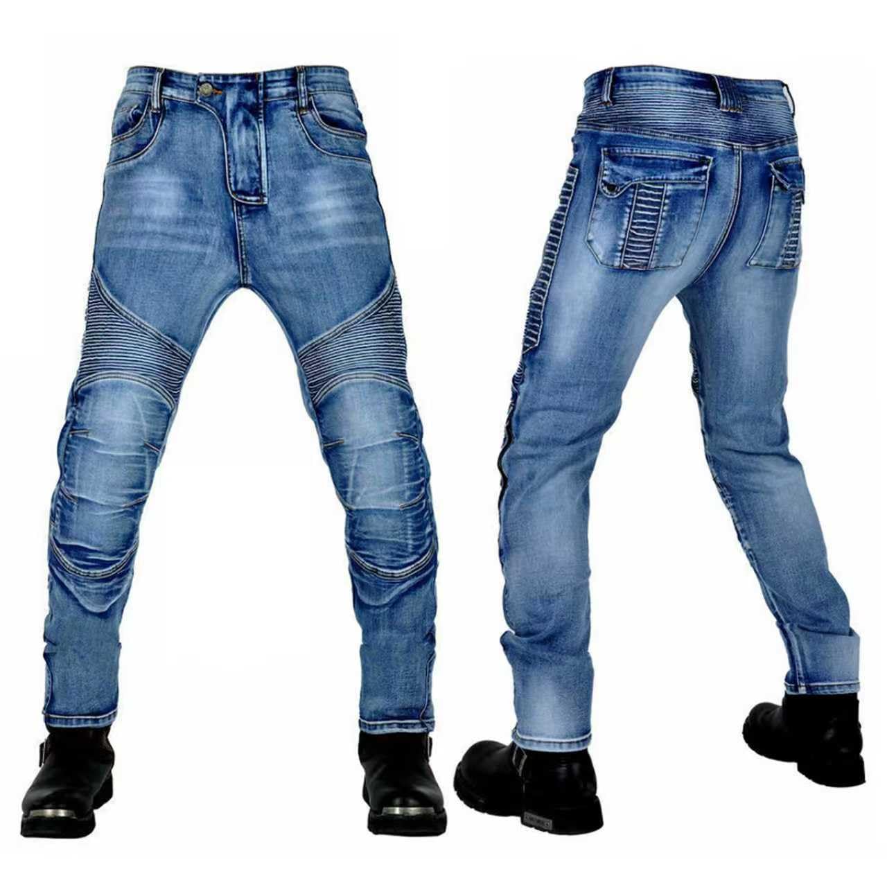 Pantaloni Moto Uomo/Donna con Protezioni, Jeans Moto Uomo/Donna Elasticizzati con Copertura Protettiva di Seconda Generazione, Marchio CE