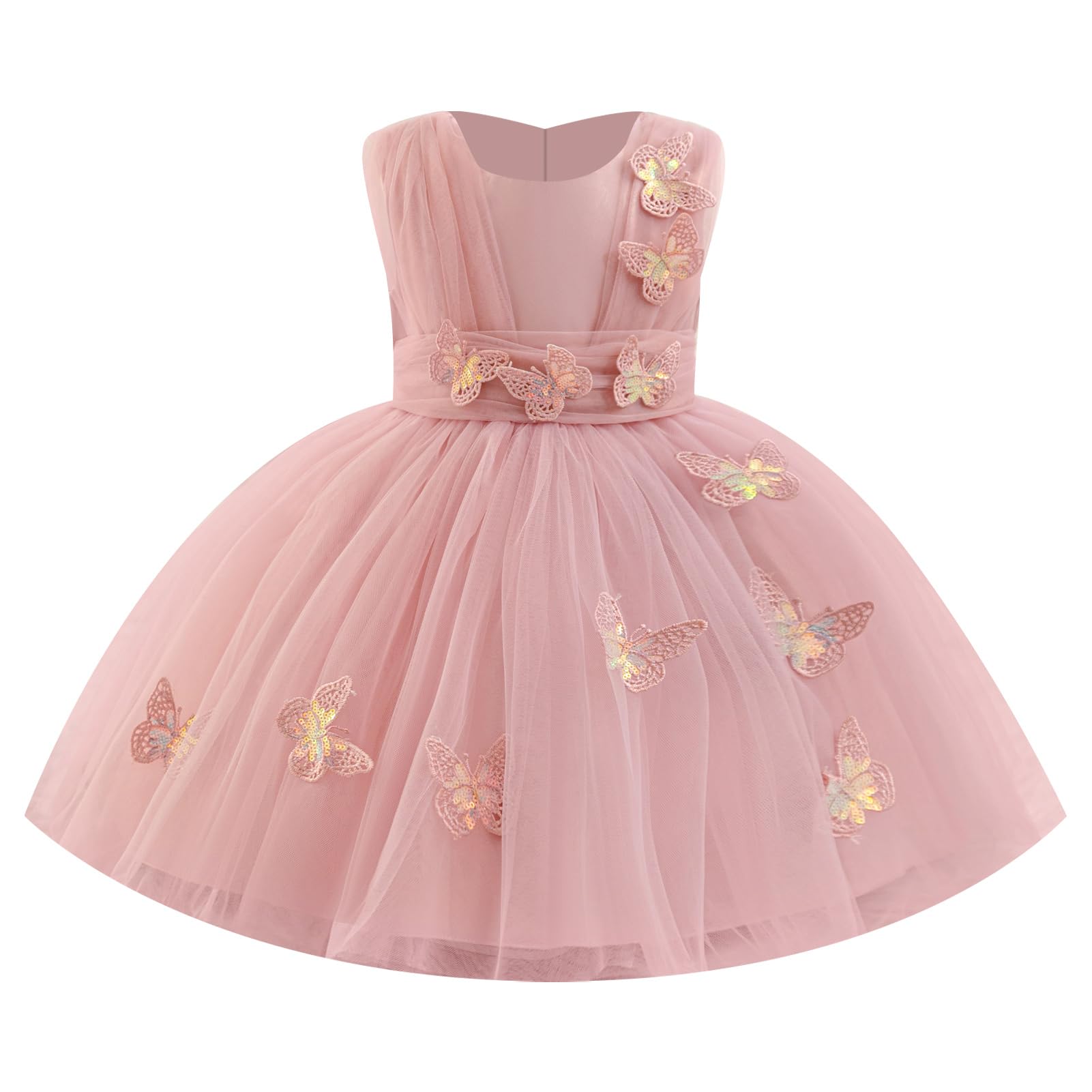 Baby Butterfly Tulle Dress Toddler Flower Girl Formal Wedding 1st Birthday Outfits Kids Pageant Tea Party Ball Gown