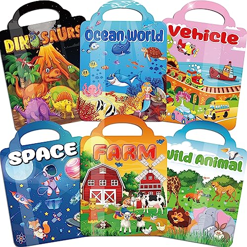 Kalysky 6Set Puffy Sticker Books for Kids 2-4, 3D Reusable Stickers Books for Toddlers 1-3 2-4,Farm+Animal+Dinosaurs+Ocean World+Space+Vehicle by Kalysky - Used condition - US$11.00