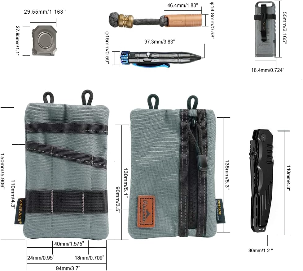 VIPERADE VE1 EDC Tool Pocket Organizer, Small EDC Pouch with 5 Pockets - Image 3