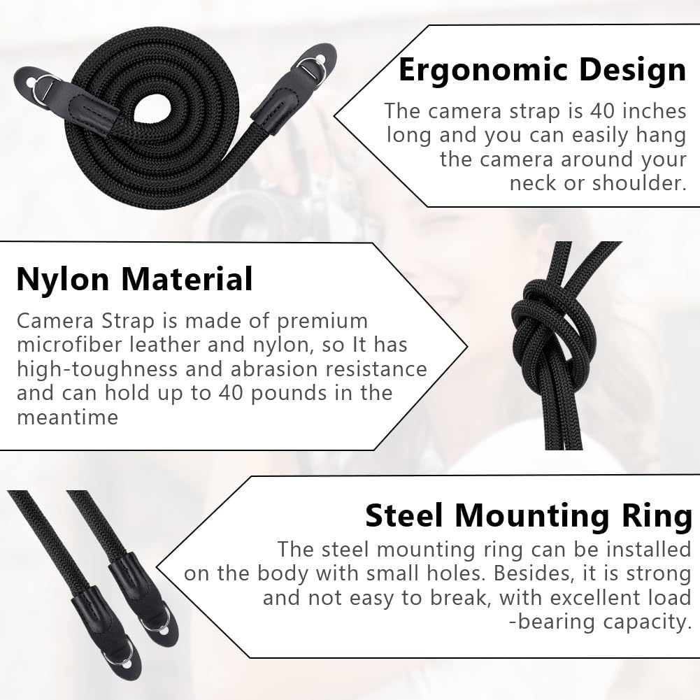 flintronic Camera Shoulder Neck Strap, Anti-slip Camera Shoulder Strap, Climbing Rope Camera Strap - Image 4