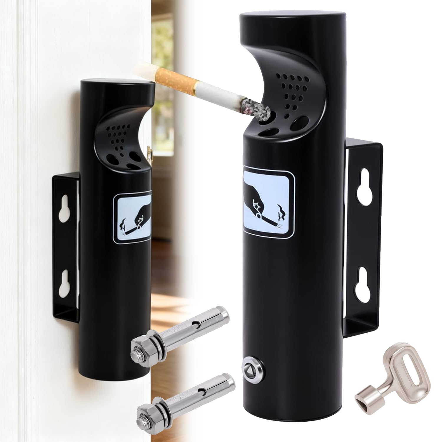 cigarette outlet guymon Amazon.com: Wall Mounted Outdoor Cigarette Butt Receptacle, Stainless Steel  Cylinder Wall Mounted Ashtray（Black） : Industrial & Scientific