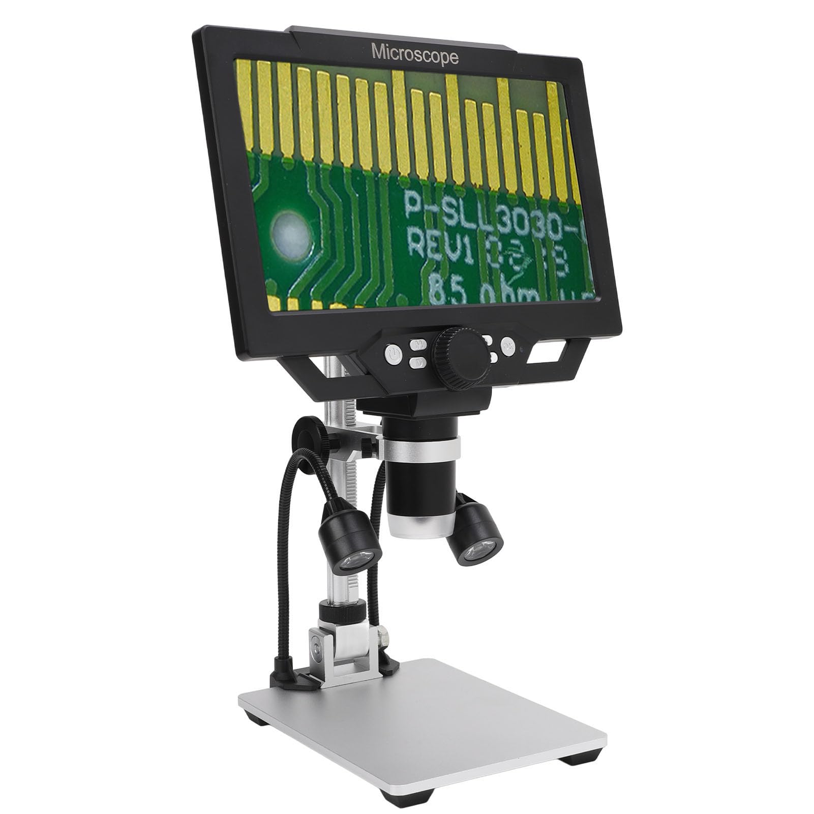 Digitalmikroskop, 9-Zoll-LCD-Digitalmikroskop-Lupe mit Licht, 12 MP, 1600-fache Vergrößerung, Lötmikroskop, 1080P, Münzmikroskop-Lupe für Pflanzen, Felsen